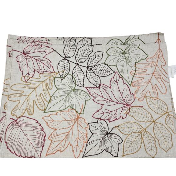 Fall Thanksgiving (4) Placemats 18x12 Embroidered Red Green Brown Leaves Holiday - Picture 4 of 9